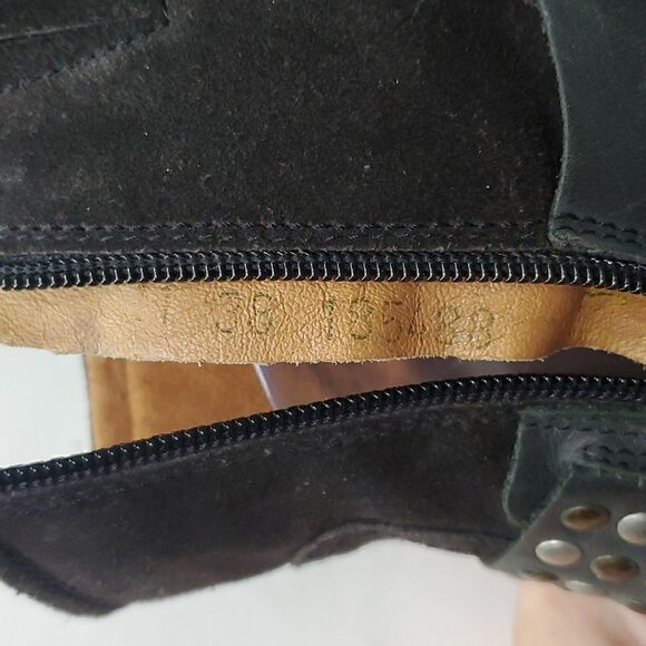 Josef Seibel Toni Studded Harness Suede Side Zip Booties Black Silver Size EU 38 - Picture 10 of 11
